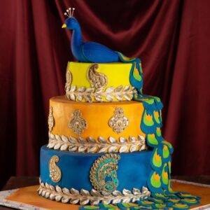 Peacock Theme 3 Tier Wedding Cake from Cake Square Chennai.