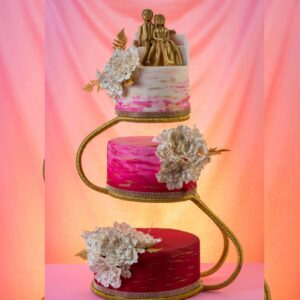 Pink Couple 3 Tier-3 Kg Wedding Cake from Cake Square Chennai.