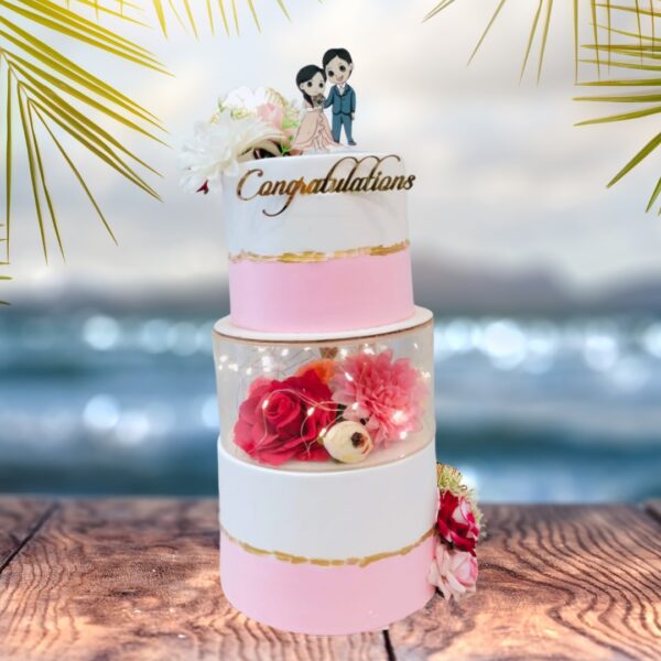 Pink Theme Wedding Cake 5 Kg from Cake Square Chennai.