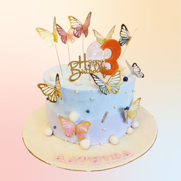 Delightful 1 kg chocolate-butterscotch cake with girly birthday decorations