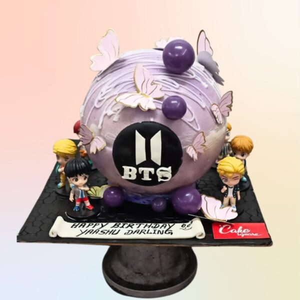 Purple Pinata BTS Theme 1 kg Cake with hidden K-pop surprises