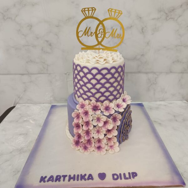 Purple Ring Theme Reception Cake from Cake Square Chennai.