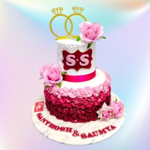 Ruffle Wedding Ring Reception Cakes 4 Kg from Cake Square Chennai.