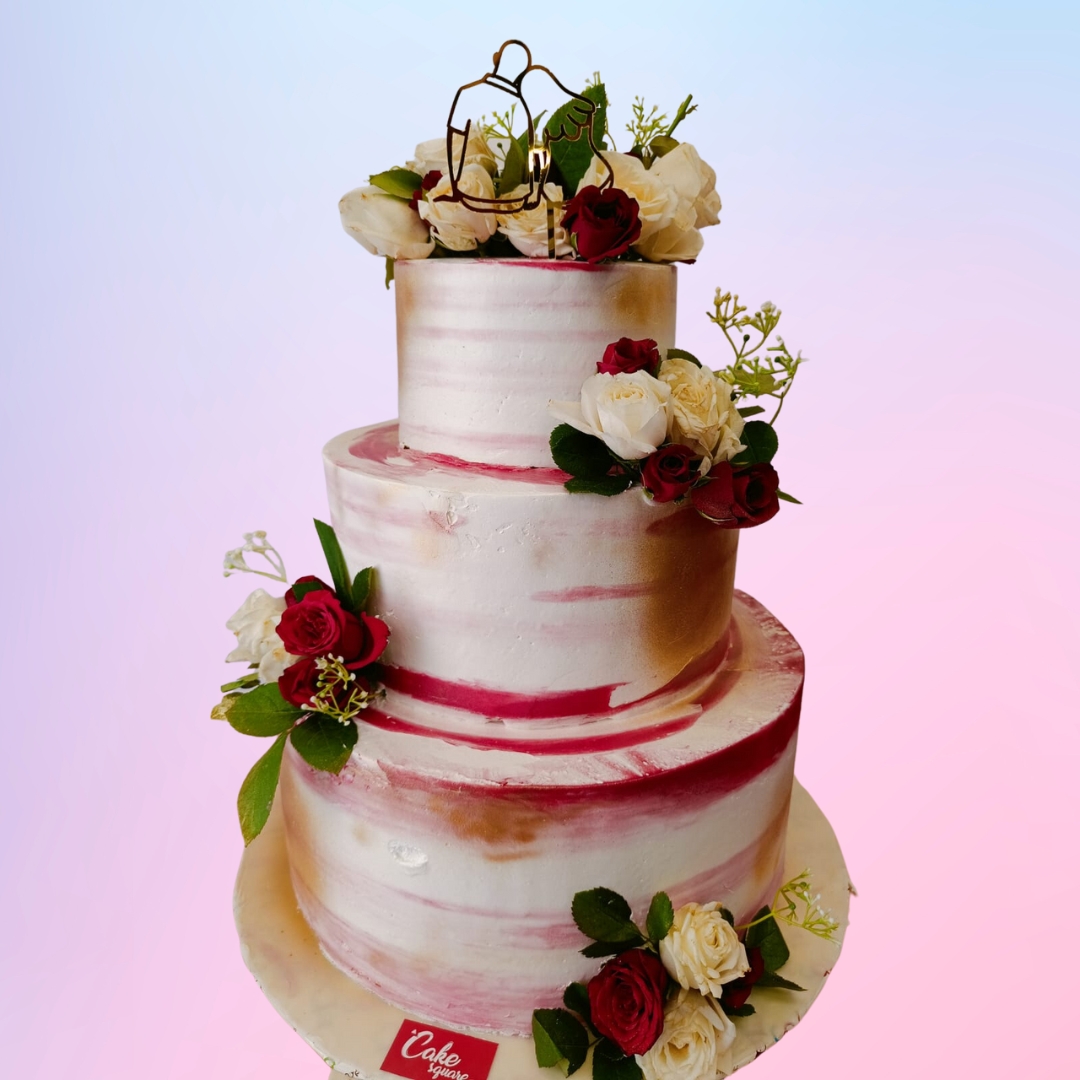 Rustic Wedding Cakes 3 Tier-7 Kg from Cake Square Chennai.