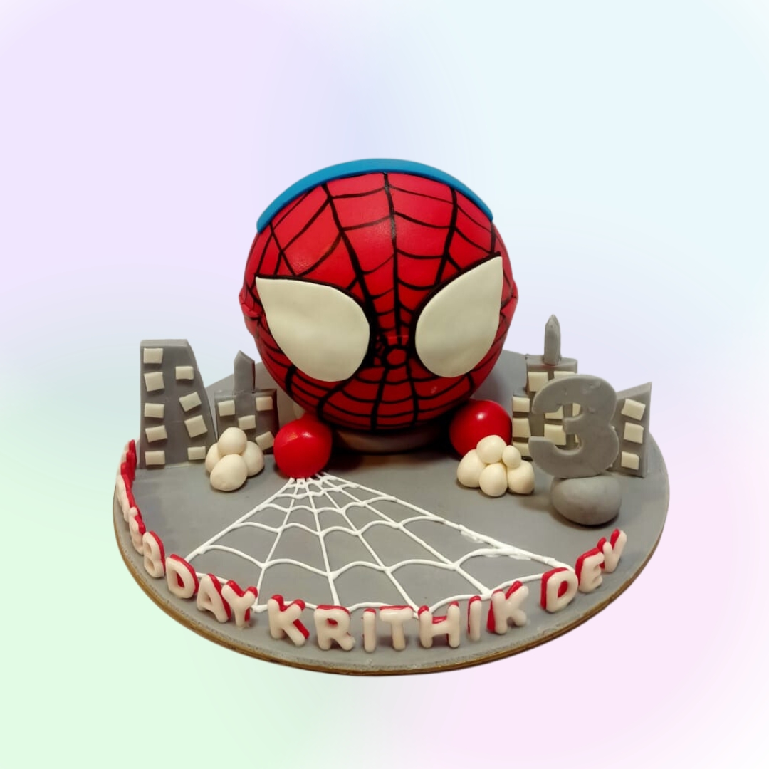 Spiderman Pinata Cake 1kg featuring iconic red and blue superhero design, filled with themed candies and surprises.