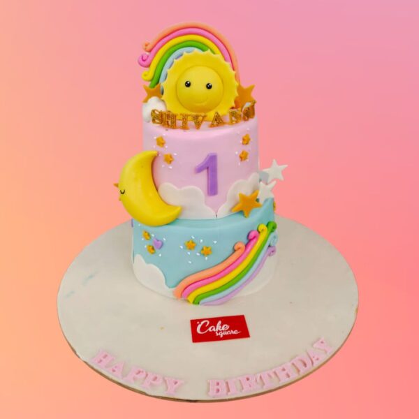 "Sunshine Theme Kids Birthday Cake 3 Kg with bright and cheerful decorations, perfect for a sunny and joyful birthday celebration."