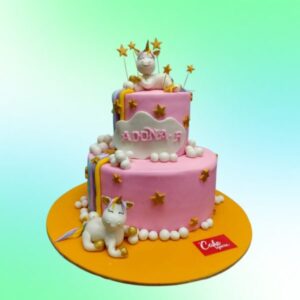 "Unicorn Girls First Birthday Cake 4 Kg featuring magical unicorn designs, perfect for a girl's first birthday celebration."