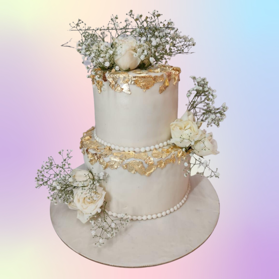 White Elegance 2 Tier Wedding Cakes from Cake Square Chennai.