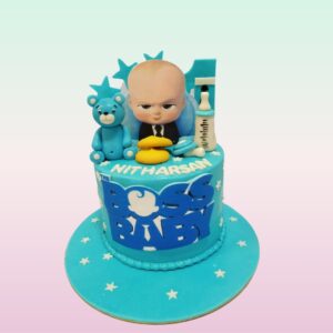 "Who's The Boss Theme Baby Birthday Cake 1 Kg with fun, boss-inspired designs, perfect for a baby’s special day."