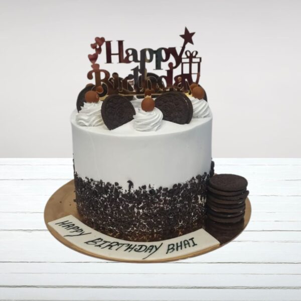 Decadent 1 kg Oreo Black Forest Creamy birthday cake with cream topping