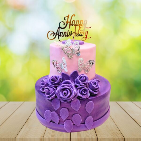 Elegant 3 kg anniversary theme cake with romantic decorations