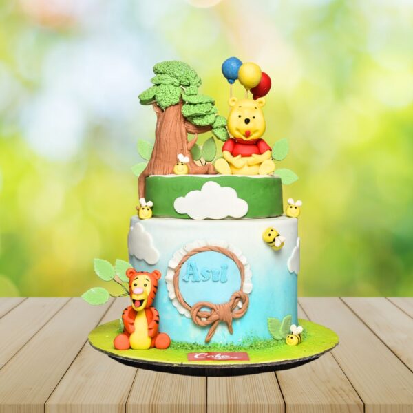 3kg Winnie the Pooh theme first birthday cake from Cake Square Chennai