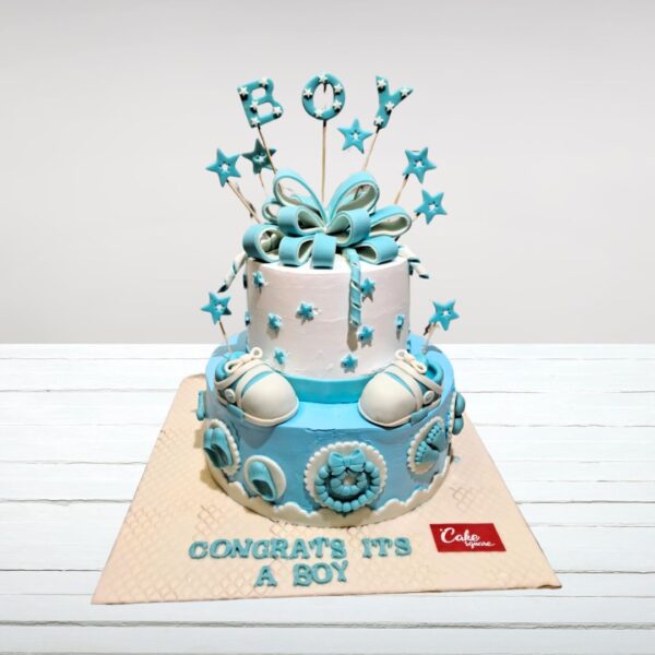 Cake Square's Blue Baby Boy Happy Birthday Cake 4 Kg for boys with nautical or sky motifs