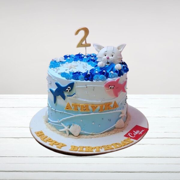 Vibrant 1 kg birthday cake with underwater ocean scene decoration is this Ocean Theme Birthday Cake 1 Kg