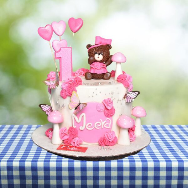 Pink Teddy First Birthday Cake 2 Kg from Cake Square Chennai