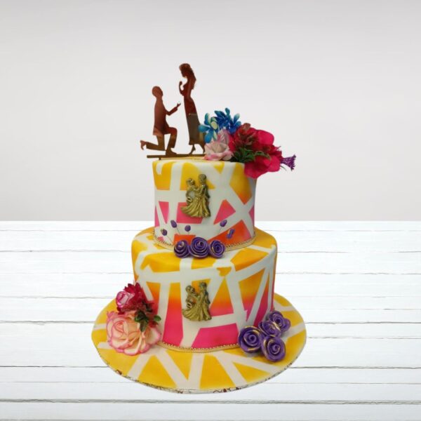 Sleek, geometric Ultra Modern Wedding Cake 4 Kg with abstract designs and a bold, contemporary color scheme.