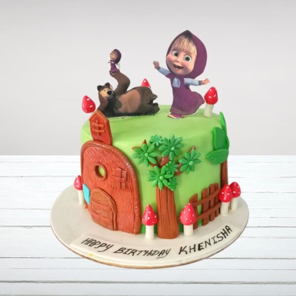 Playful 2D Masha and Bear Birthday cakes 2 kg from Cake Square Chennai with 2D character designs