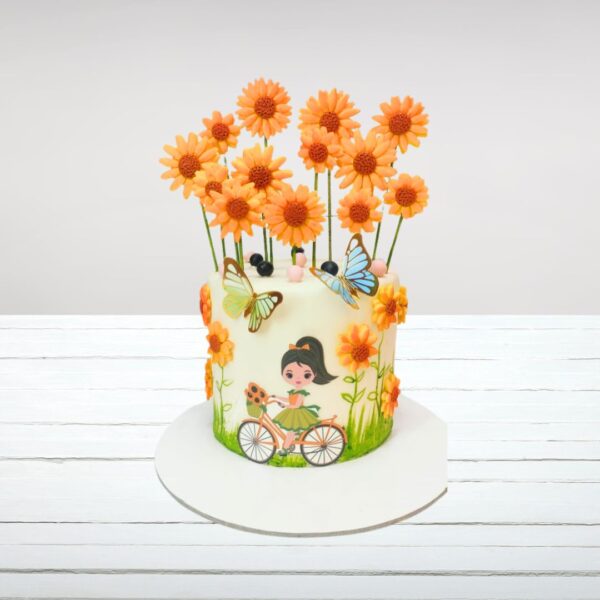 Bicycle Girls Birthday cake 2 kg from Cake Square Chennai, showcasing a charming bicycle design with feminine touches, perfect for young cycling enthusiasts.