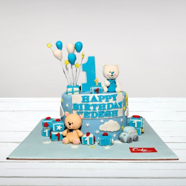 "Classic Blue Boys First Birthday Cake 3 kg for boys with modern designs, delivered fresh in Chennai"