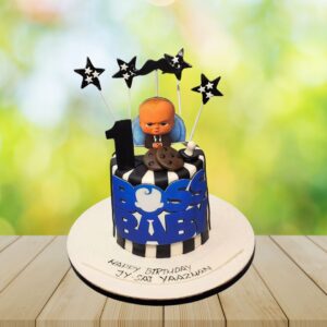 Adorable Boss Baby Birthday cake 2Kg with cute baby character topper