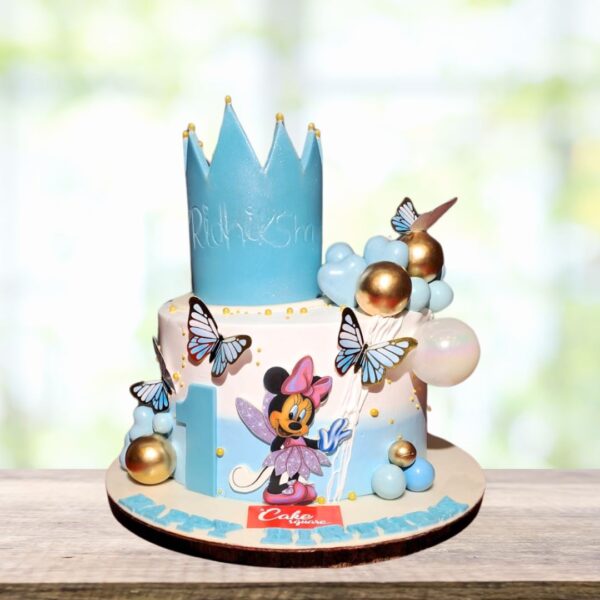 "Adorable Butterfly Minnie Cute Birthday Cake 2 kg with pink accents, delivered fresh in Chennai"