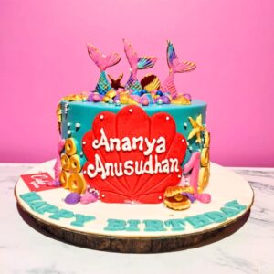 Vibrant Colourful Mermaid Girls 5th Birthday cake 2 kg for a girl's 5th birthday with underwater decorations