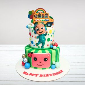 "Vibrant Custom Cocomelon Kids Birthday Cake 5 kg with favorite characters, available at cake shop near me in Chennai"