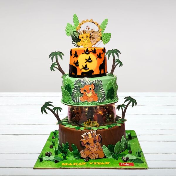 Majestic Lightning Lion King First Birthday Cake 7 Kg from Cake Square Chennai with vibrant savanna design