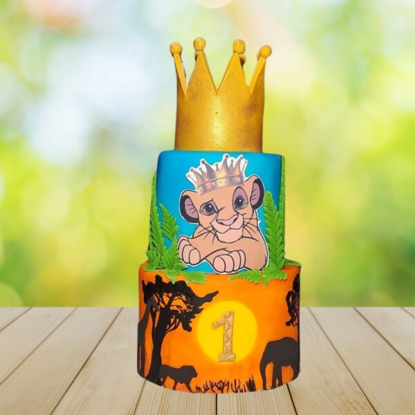 Majestic Lovely Lion King with Crown First Birthday Cake 5 Kg from Cake Square Chennai with regal crown design