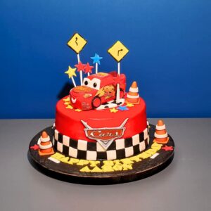 Marvelous McQueen Birthday Cake 2 Kg from Cake Square Chennai, showcasing the beloved Cars character in vibrant, race-ready design.