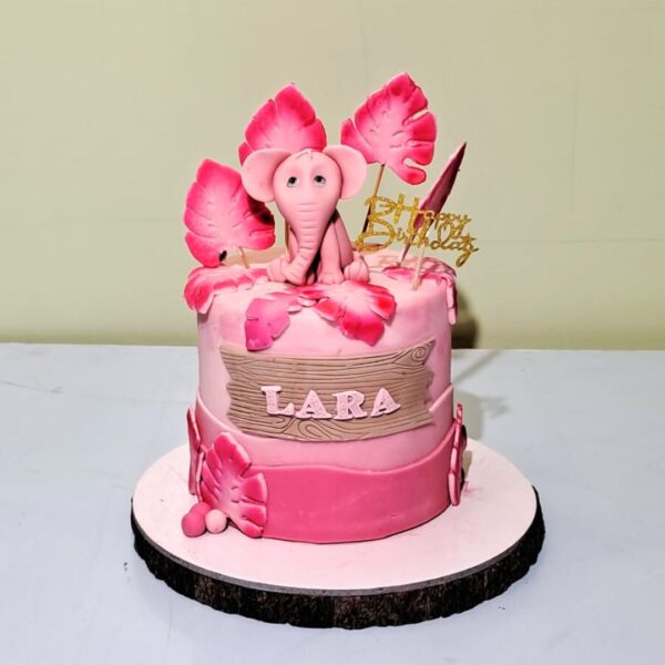 Pretty Pink Elephant Birthday Cake 1 Kg from Cake Square Chennai, showcasing a charming pink elephant design perfect for a child's birthday party.