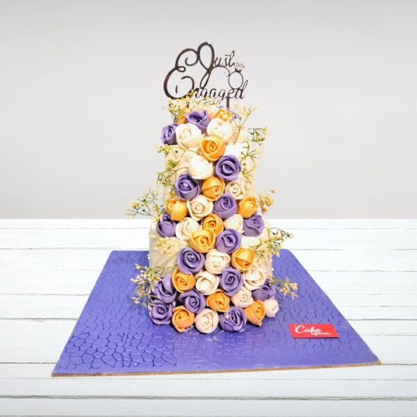 Romantic Pretty Purple Roses Engagement cake 3 Kg from Cake Square Chennai with cascading sugar flowers