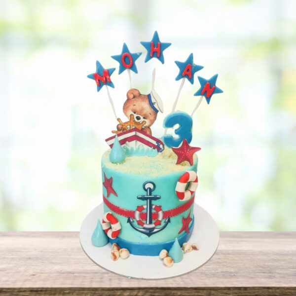 Sailor Teddy 3rd Birthday cake 2 kg from Cake Square Chennai, featuring an adorable teddy bear in a sailor outfit, perfect for a nautical-themed celebration.